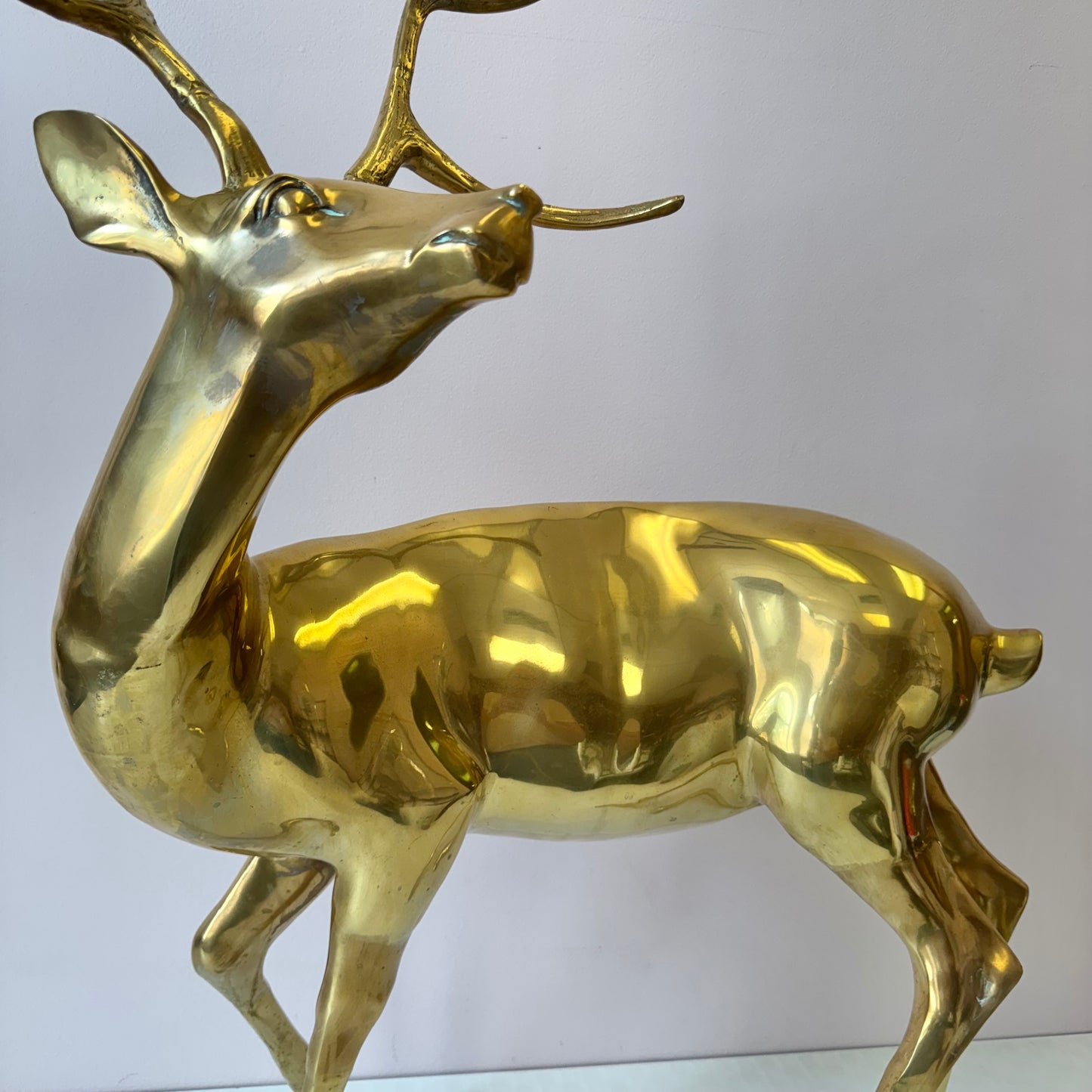 Vintage Extra Large Brass Stag Deer Statue