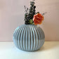 Vintage Pale Blue Opalescent Ribbed Vase