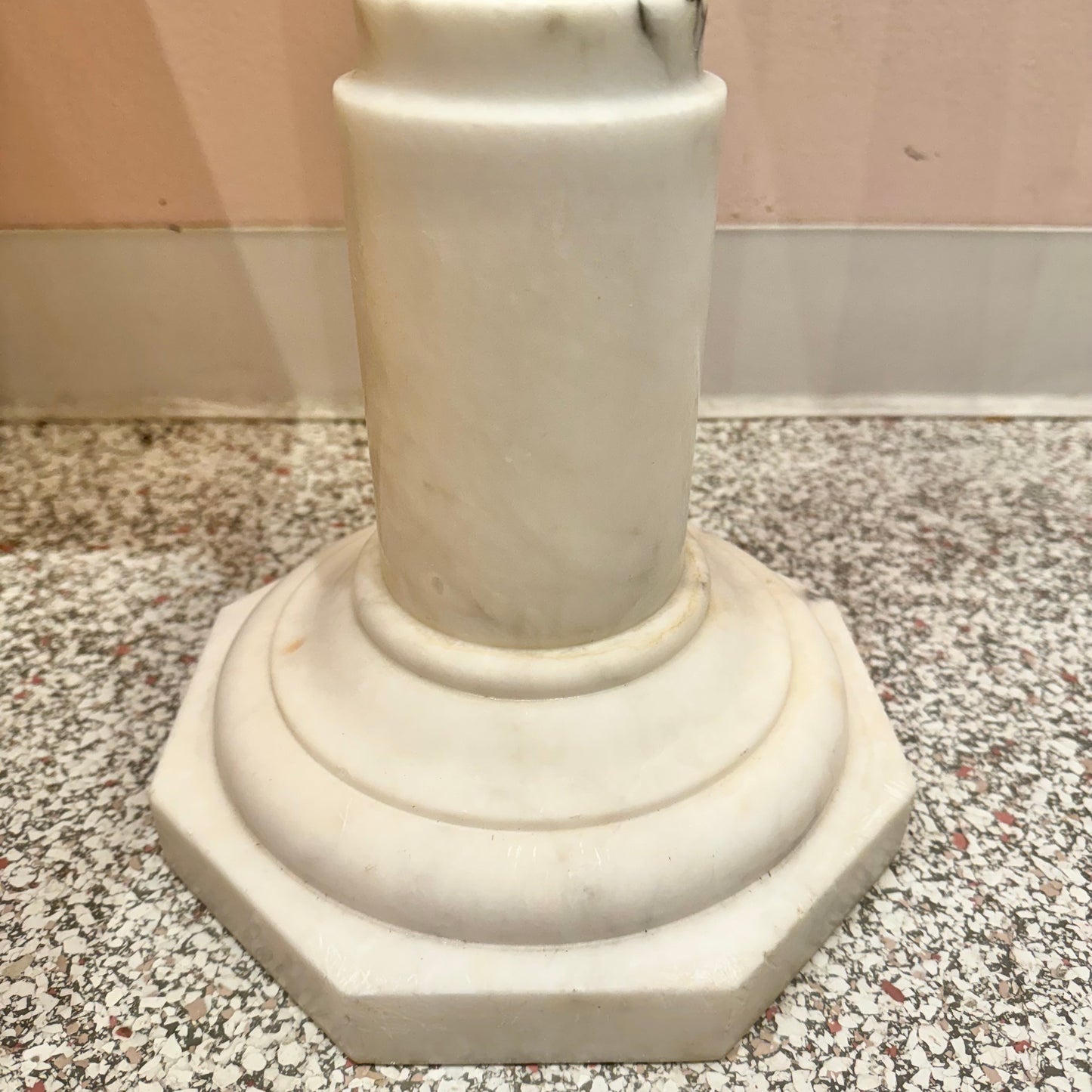 Vintage Italian White Marble Pedestal