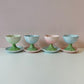 Vintage 8 Piece Set of Flower Cups and Saucers by Roscher & Co.