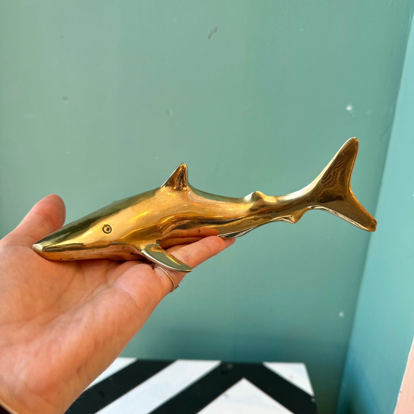 Vintage Brass Shark Figurine