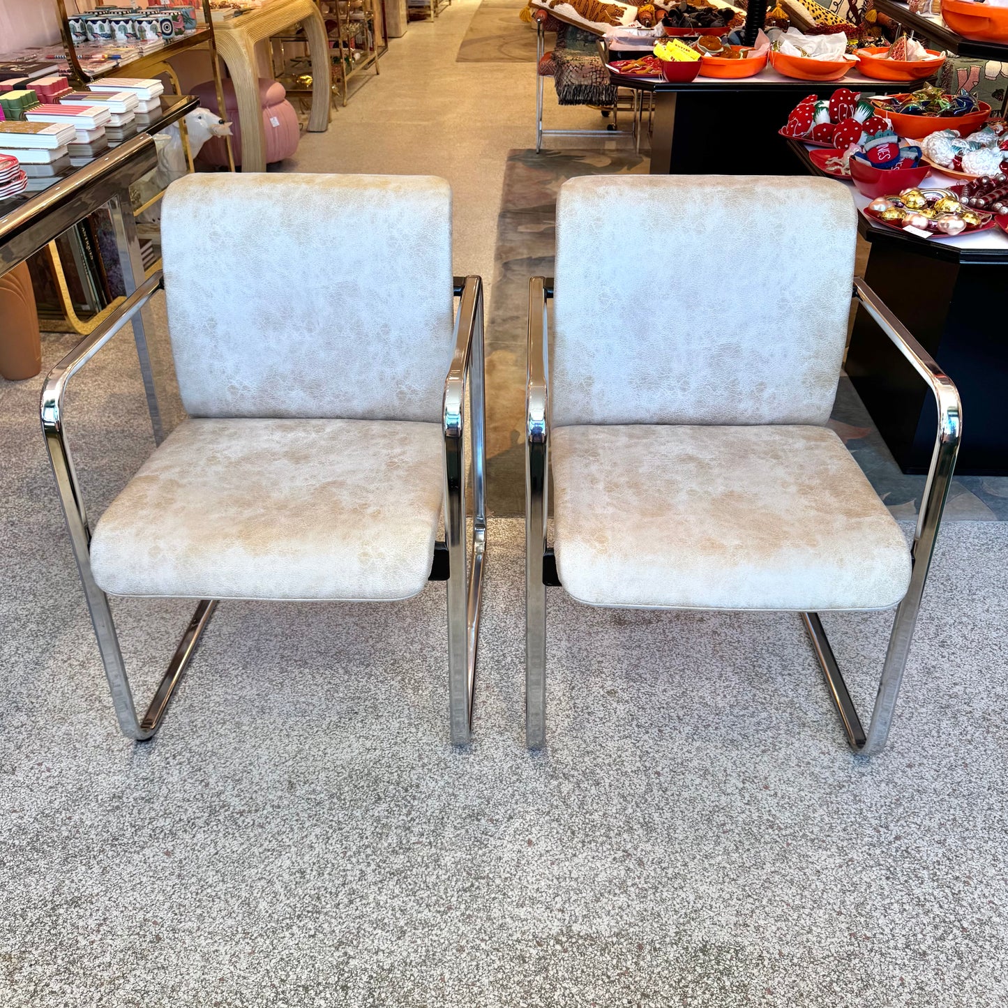 Vintage Chrome and Crackled Faux Leather Chair by Peter Protzman for Herman Miller/item