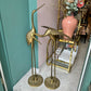 Pair of Extra Large Vintage Brass Crane Birds