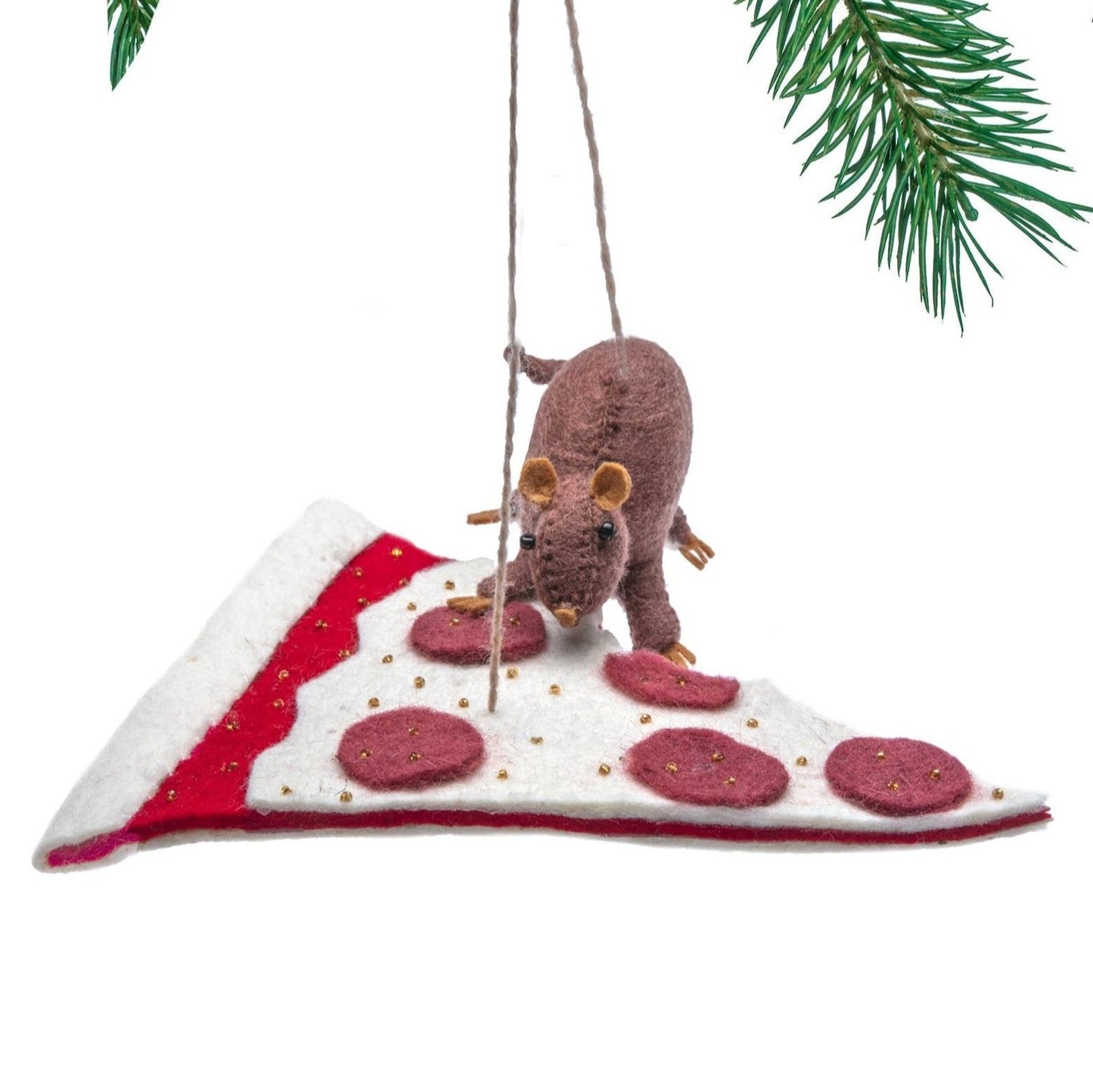 Baby Rat & Pizza Ornament