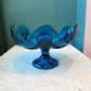 Vintage 1960's "Bluenique" Art Glass Candy Bowl