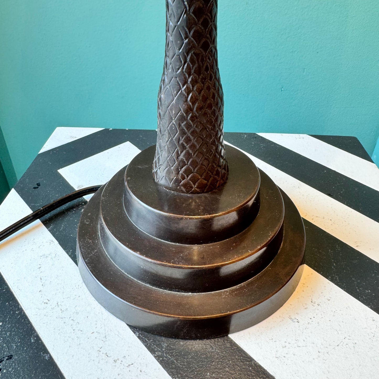 Vintage Palm Tree and Tile Shade Table Lamp