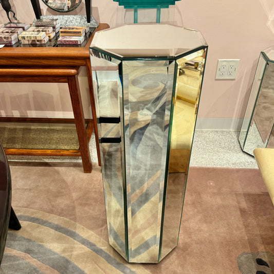 Vintage Octagonal Mirrored Pedestal 36"