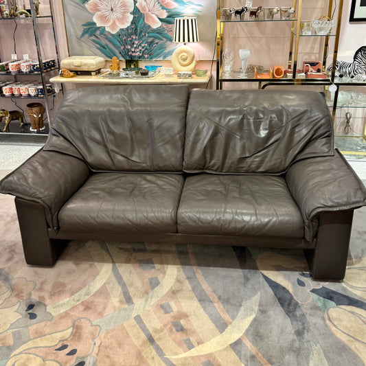 1980's Vintage Taupe Leather Adjustable Sofa by Durlet