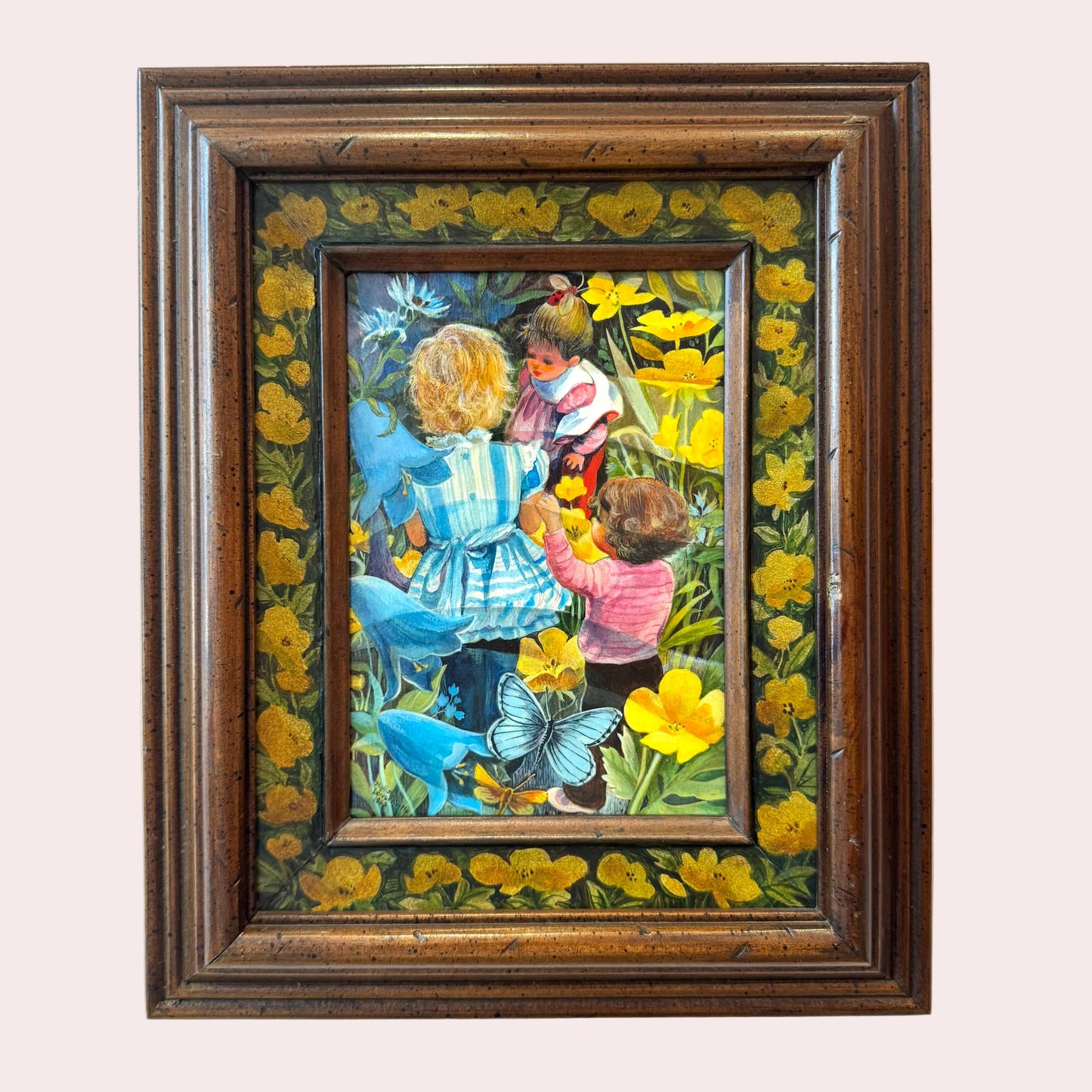 Vintage Small Original Framed "The Buttercup Day" 1982 Acrylic on Board Painting by Phyllis Londraville