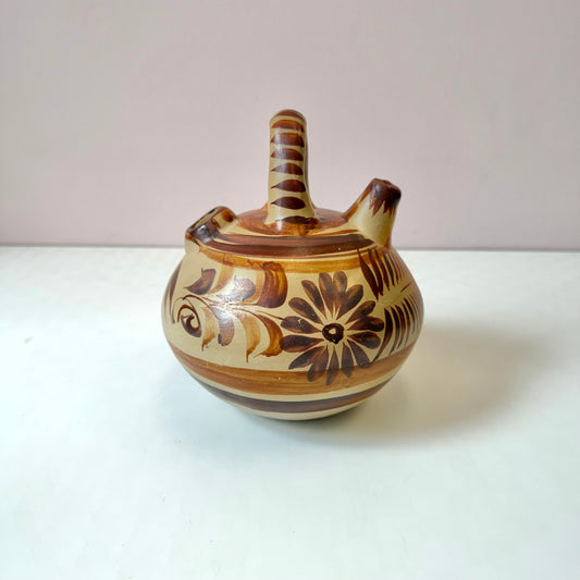 Vintage Handcrafted Mexican Tonala Clay Pottery Water Jug