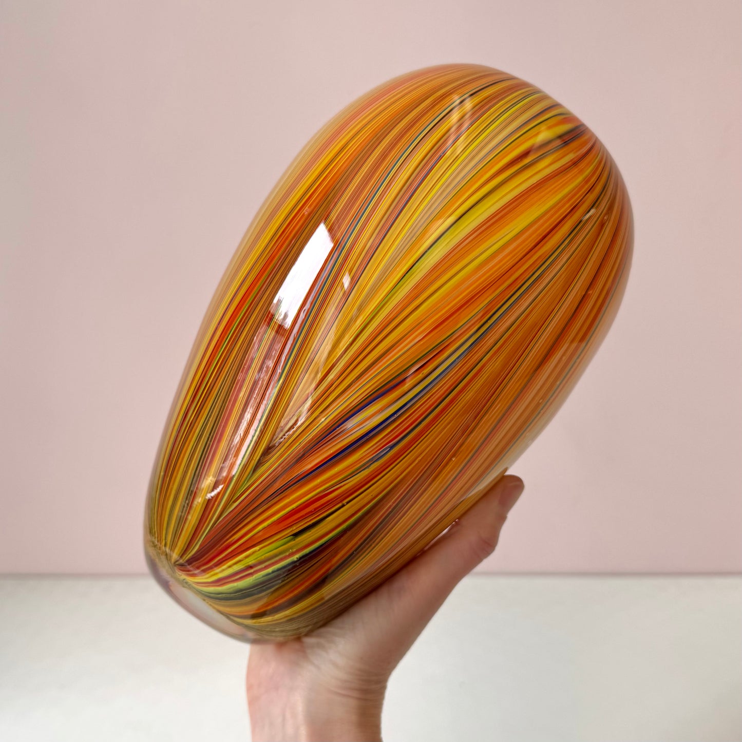 Vintage Multi-Color Feathered Glass Vase