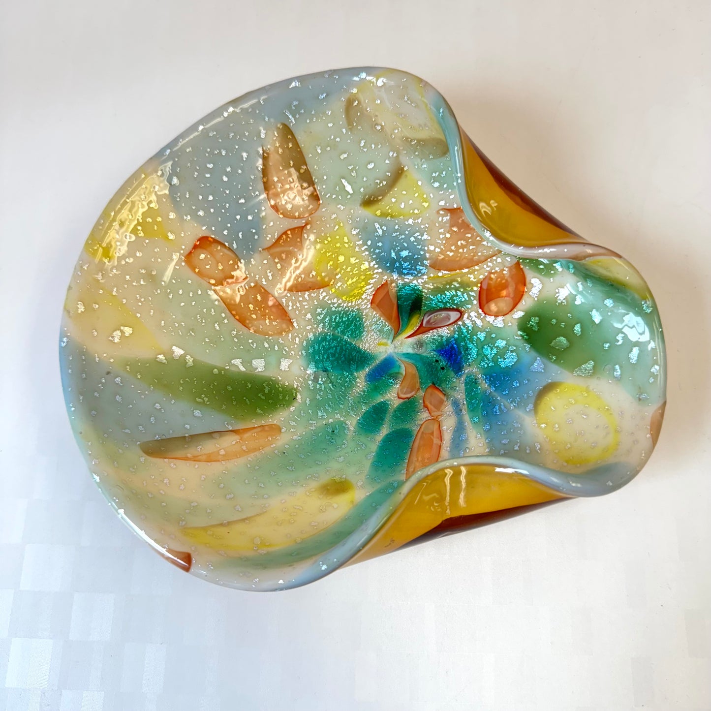 Vintage Yellow Tutti Frutti Murano Glass Bowl