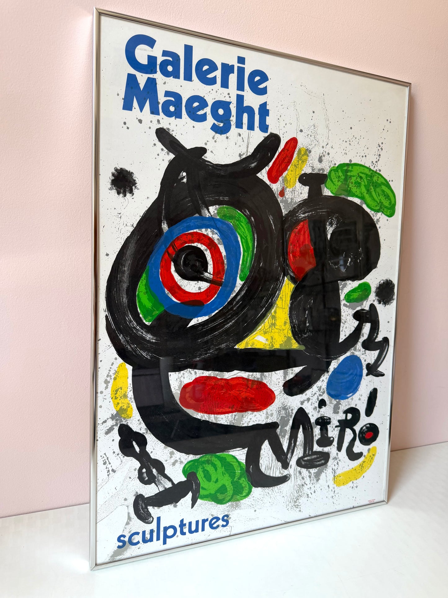 Vintage 1970 Joan Miro "Sculptures' Exhibition Framed Poster
