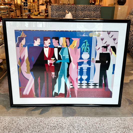 Vintage 1980's "Night People" Framed Artwork by Giancarlo Impiglia