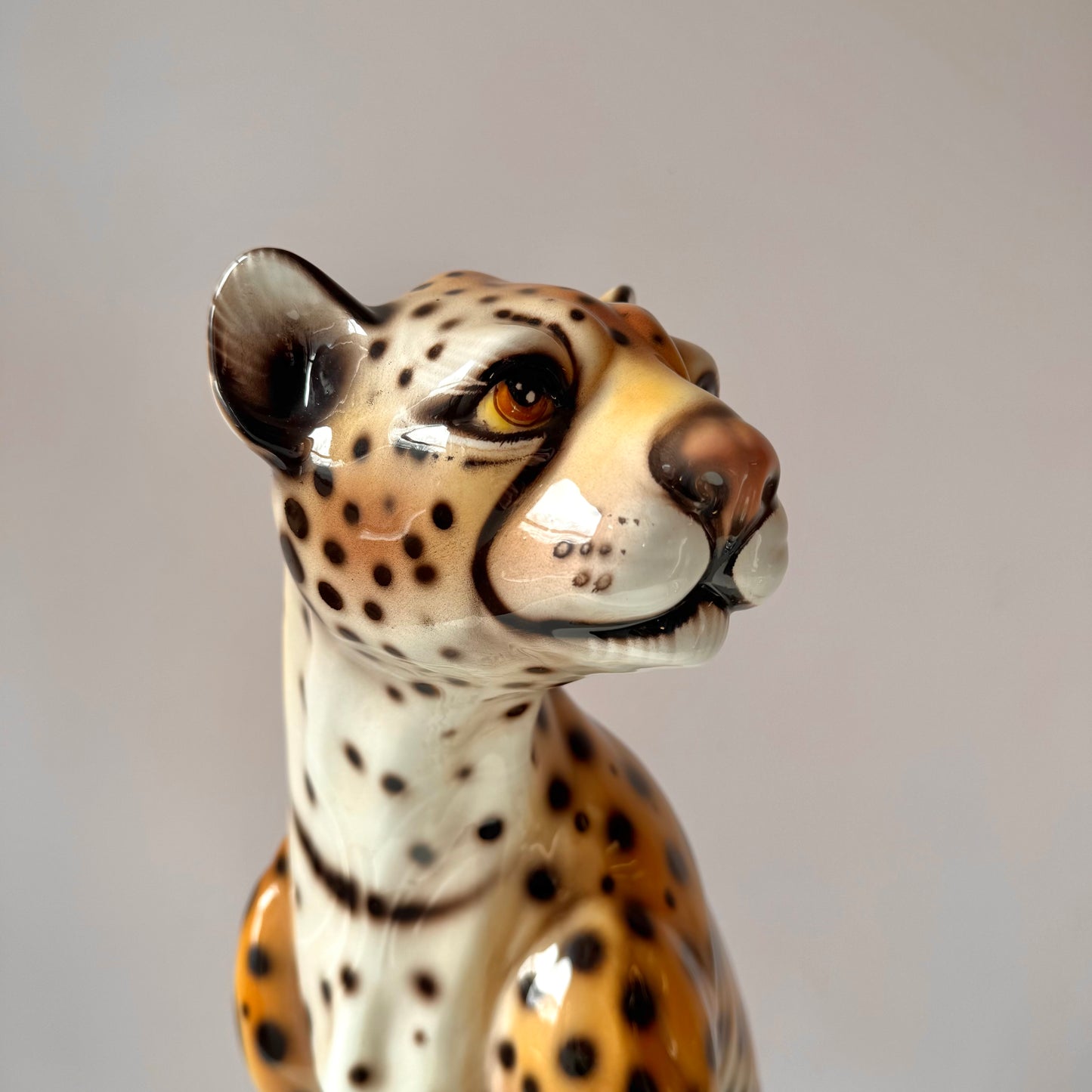 Vintage Large Italian Porcelain Cheetah Statue