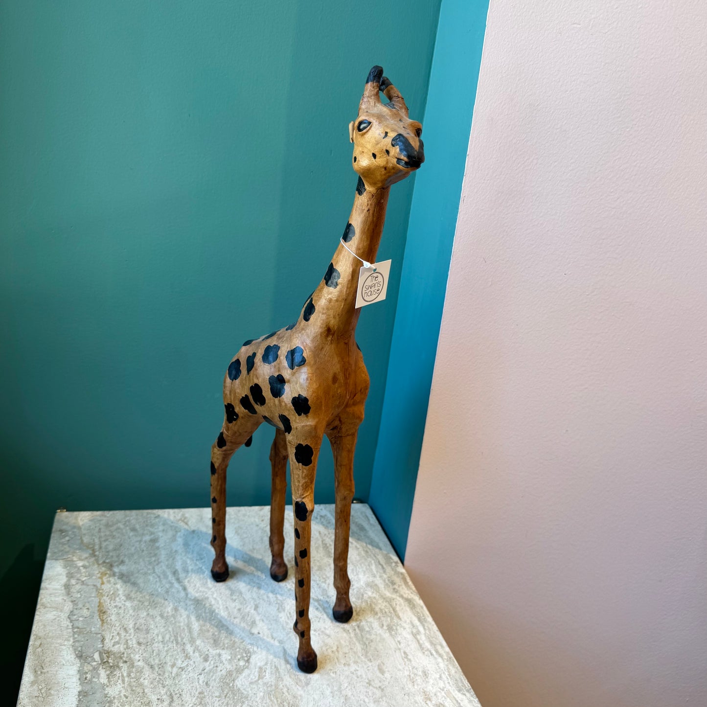 Vintage Leather Giraffe Statue