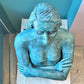 Vintage Painted Terracotta Woman Bust Sculpture
