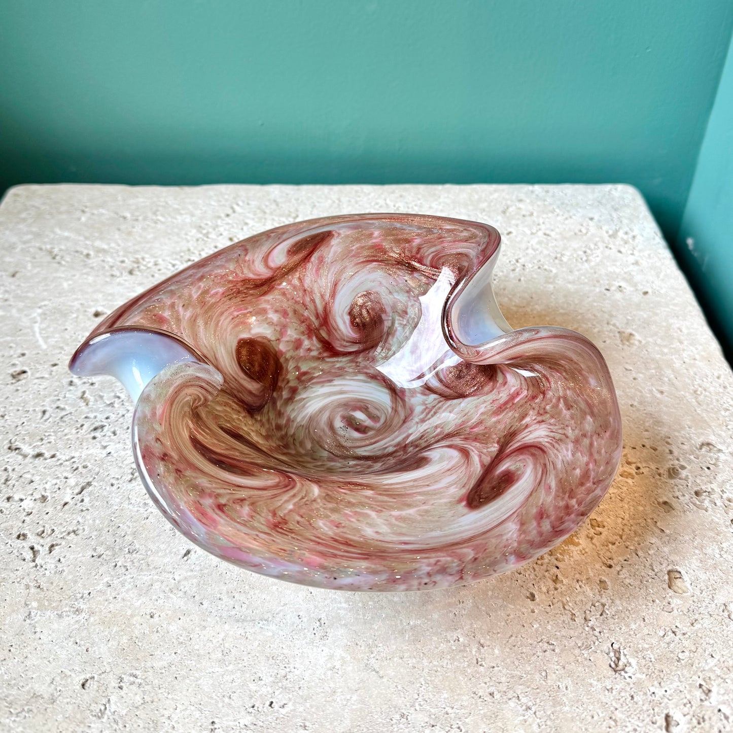 Vintage Murano Fratelli Toso Style Swirl Art Glass Bowl