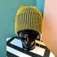 Rib Knit Beanie: Golden Olive Navy