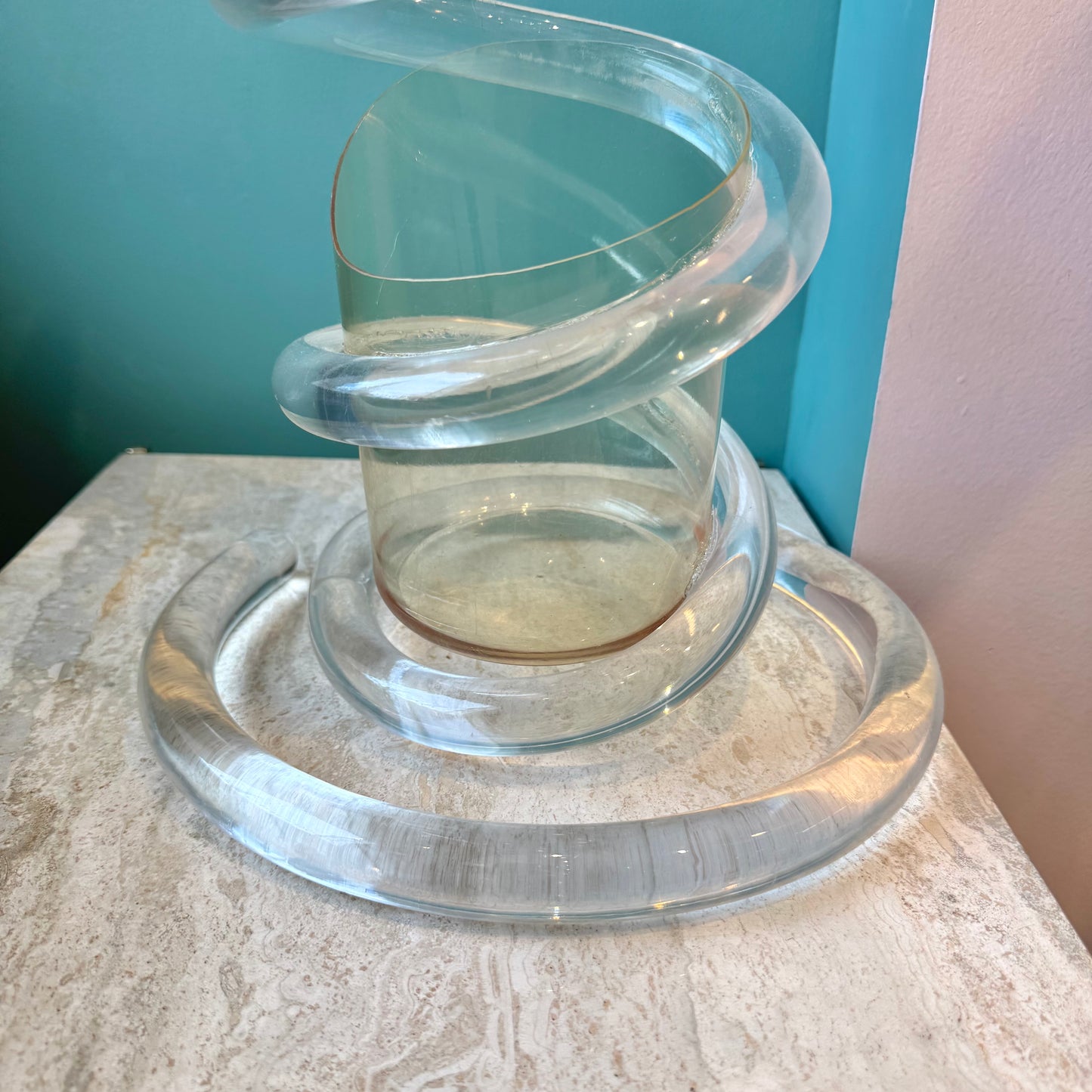 Mid Century Spiral Lucite Umbrella Stand by Dorothy Thorpe (as is)