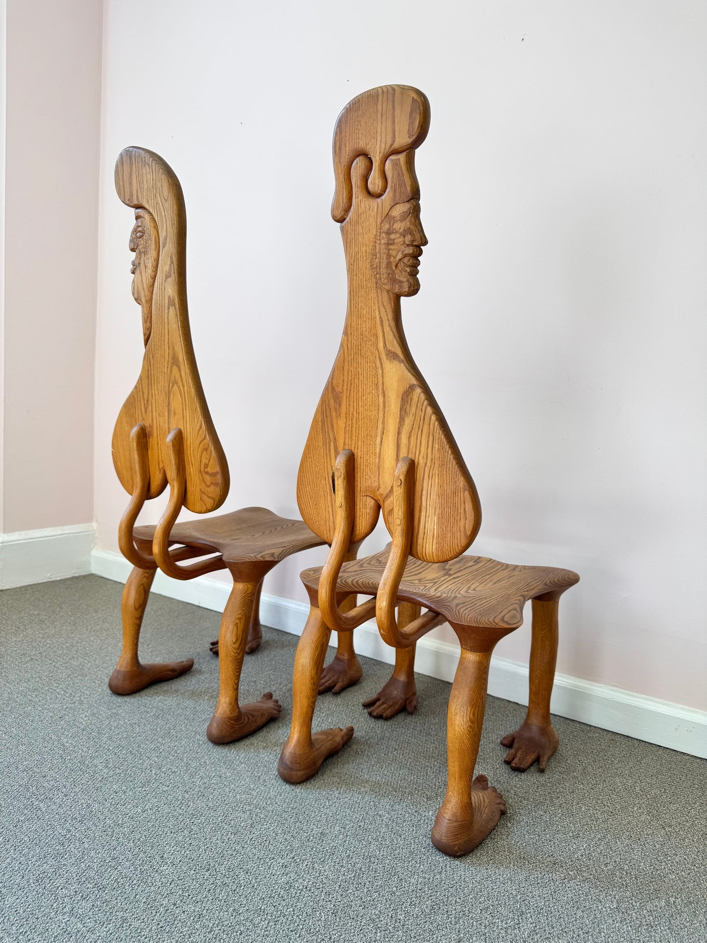 Pair of 1980 Andrew Willner Figure Chairs/Signed and Dated