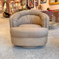 1980's Ruched Back Swivel Barrel Chair