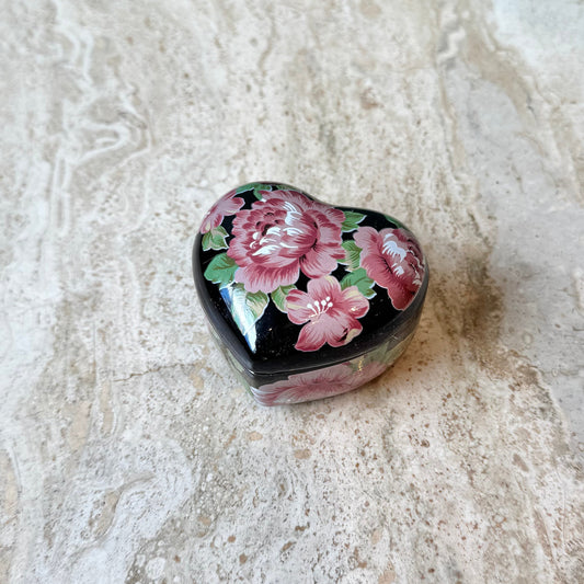 Vintage Otagiri Floral Heart Box