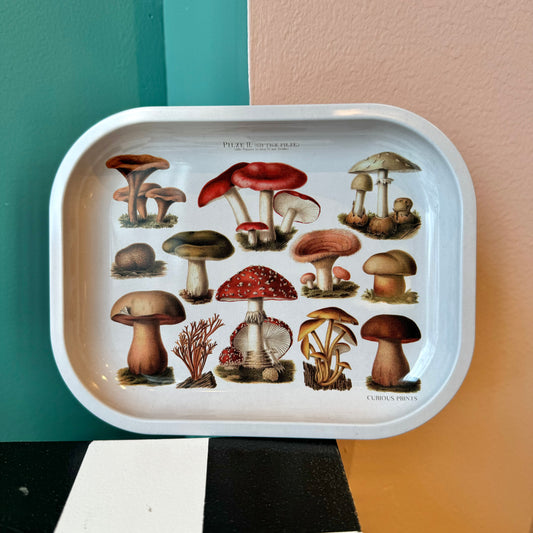 Small Metal Tan Mushroom Tray