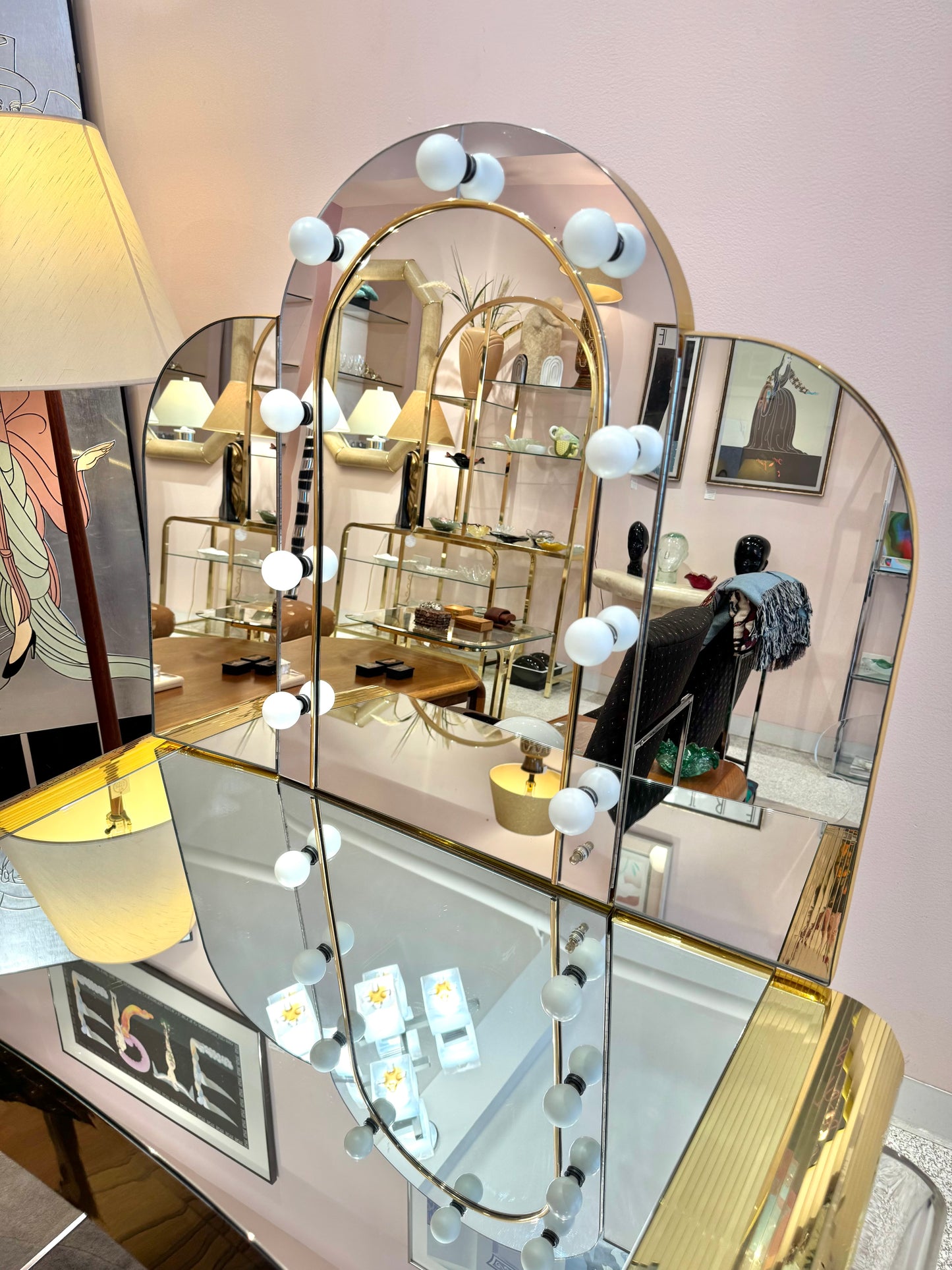 1980's Light Up Lucite Vanity and Stool by Hill Manufacturing