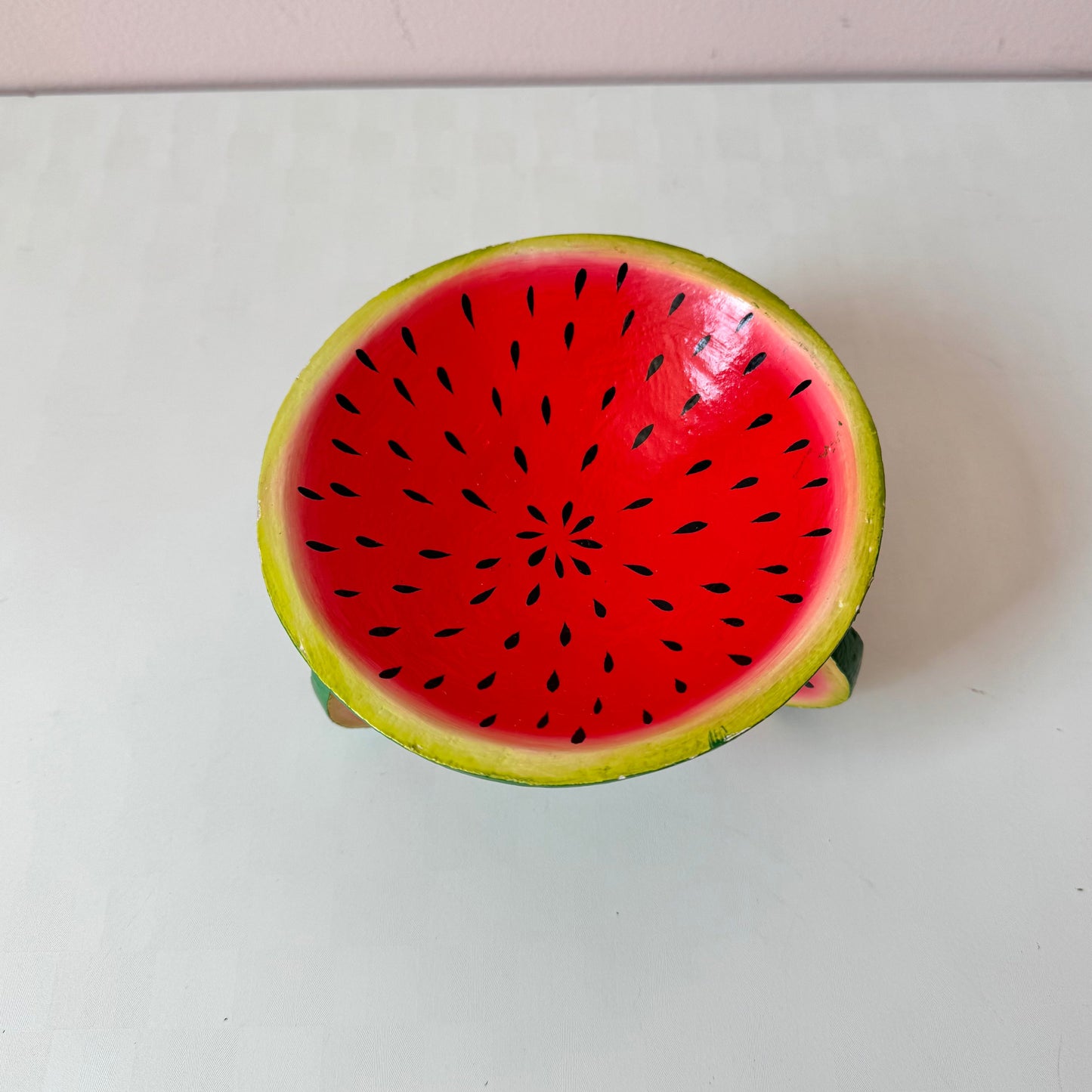 Vintage Paper Mache Watermelon Footed Catchall Bowl