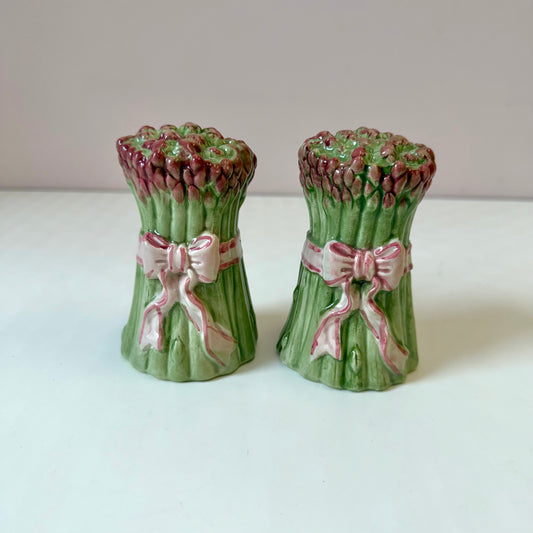 Vintage Ceramic Asparagus Bunch Salt & Pepper Set