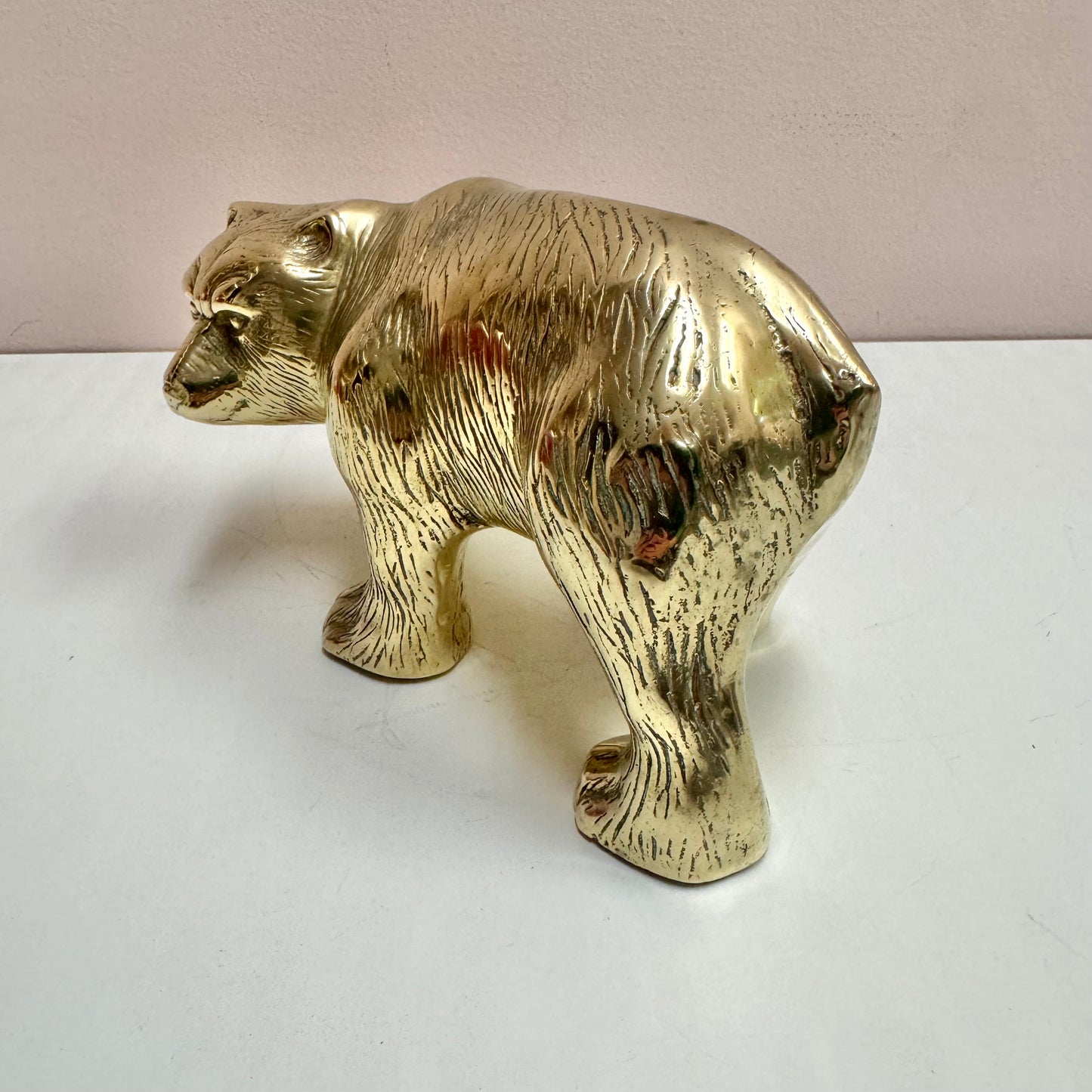 Vintage Solid Brass Bear Statue