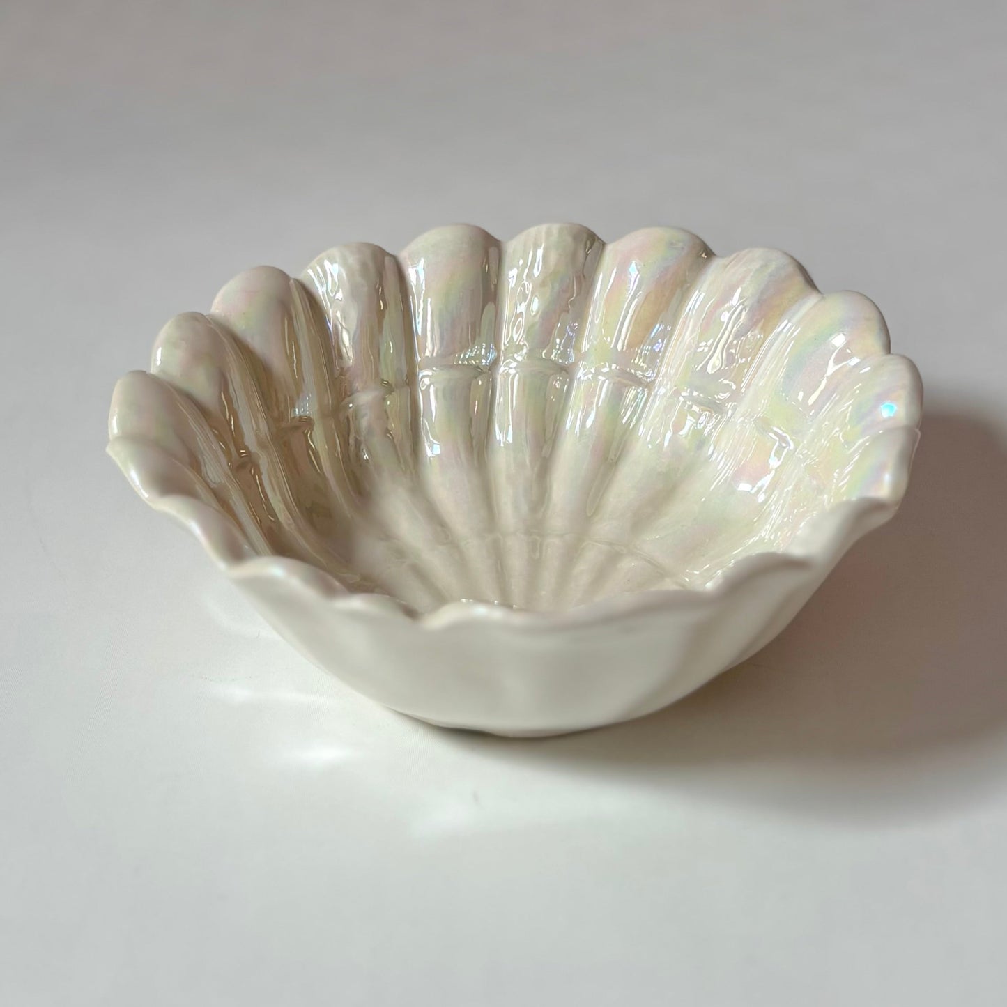 Vintage Small Opalescent Ceramic Shell Bowl