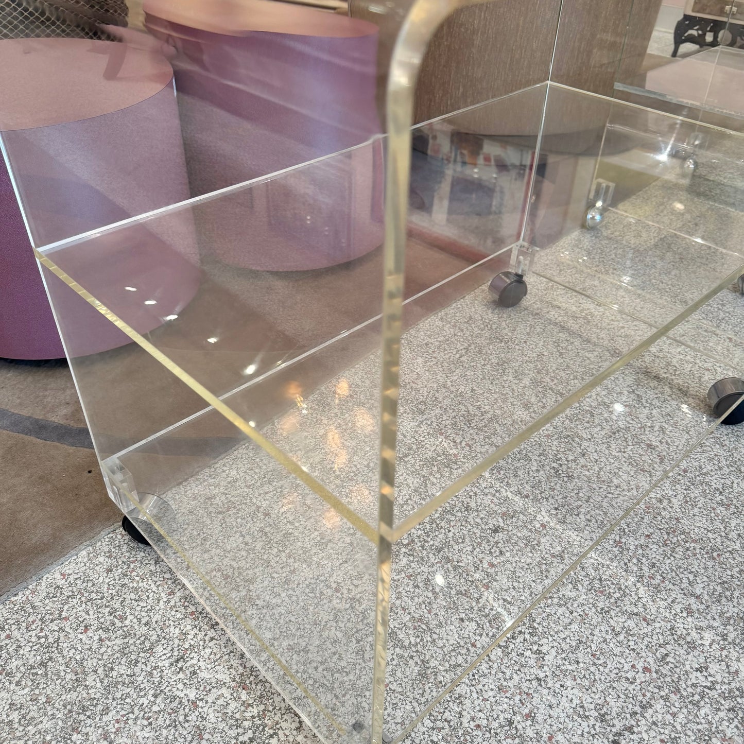 Vintage Lucite Waterfall Rolling Cart/Shelf