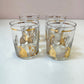 Vintage Set of Four 22 Karat Gold and White Cat Rock Glasses by Georges Briard