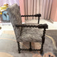 Antique Lions Head Barley Twist Suede Chair/item