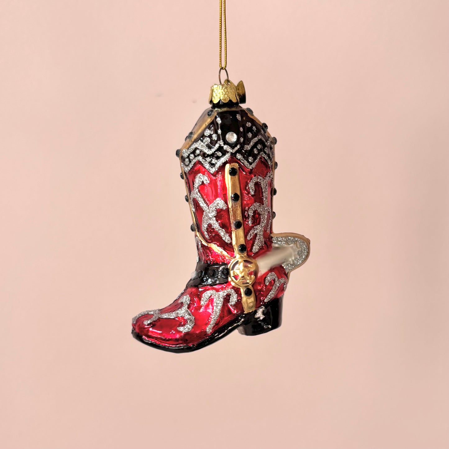 Glass Cowboy Boot Ornament