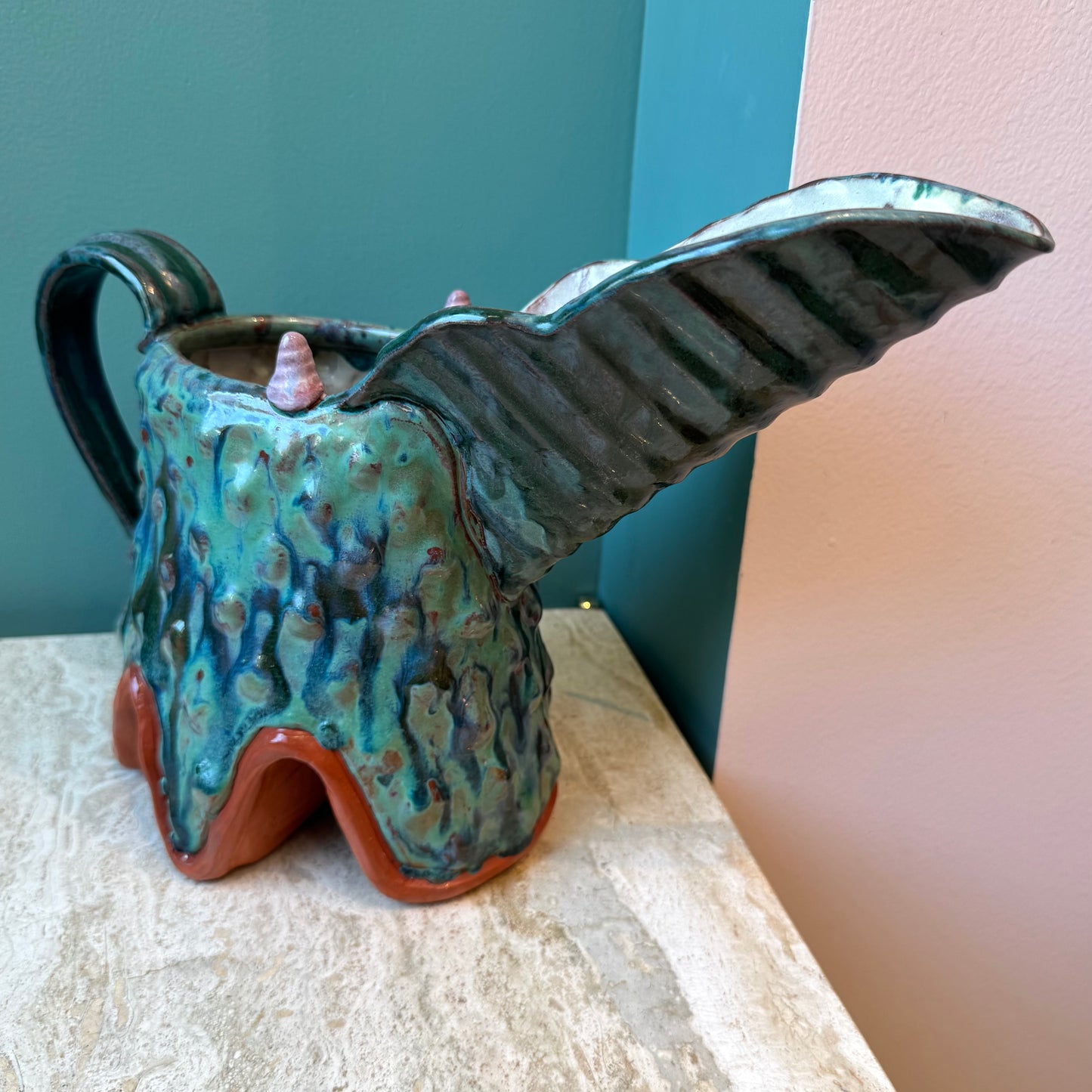 Large Vintage Studio Pottery Pitcher signed Flyn