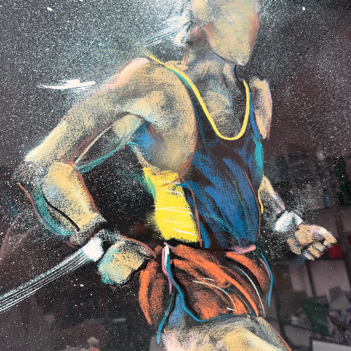 Vintage Framed 1988 "The Joy of Running" Art Poster by Terry Rose