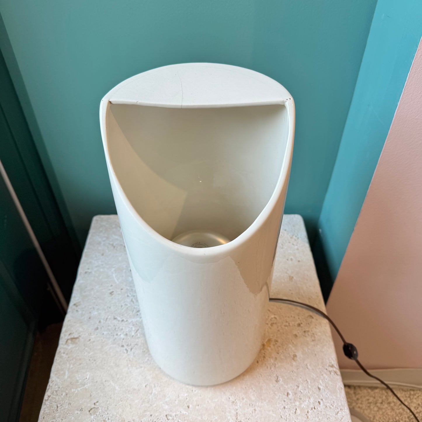 Vintage 1980's Modernist White Ceramic Lipstick Lamp