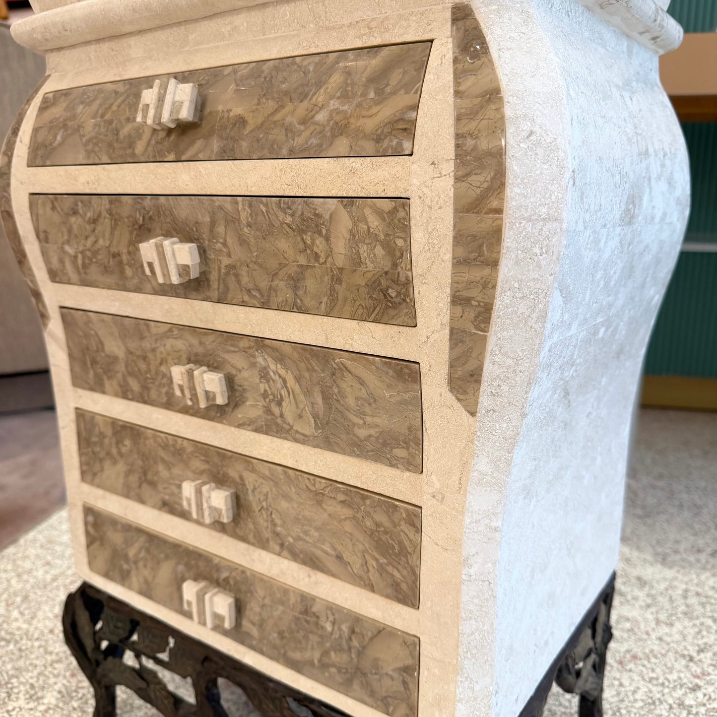 1980’s Tessellated Stone Chest of Drawers/Jewelry Armoir by Renoir Designs