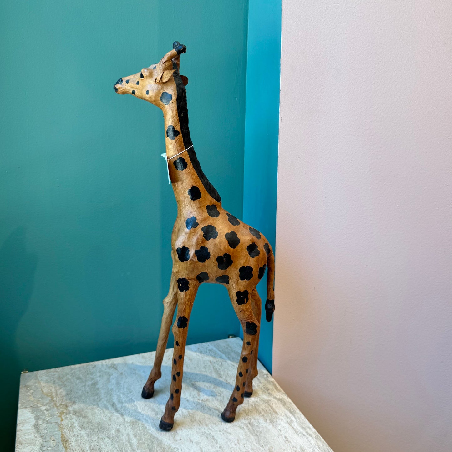 Vintage Leather Giraffe Statue