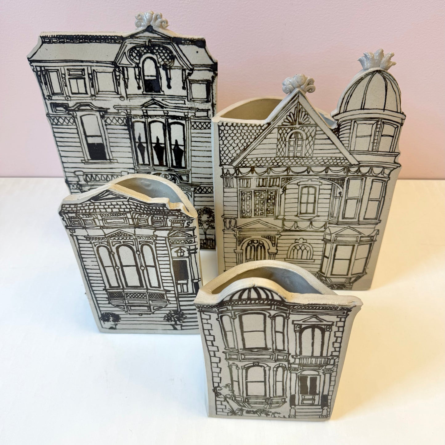 Vintage 1970’s Jon Carlos Lopez Ceramic Victorian House Planter/per item