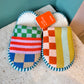 Pattern Patch Slide Slippers by Verloop Knits: Candy