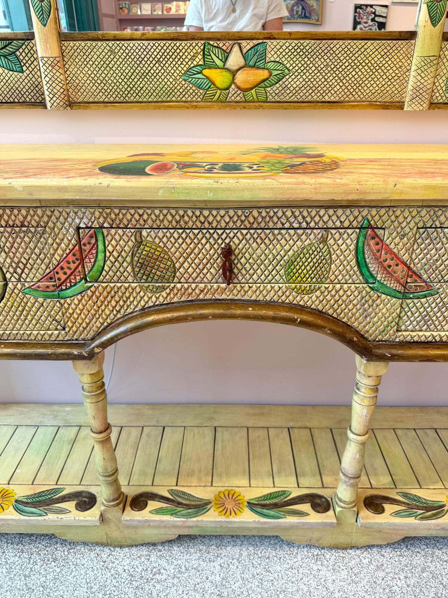 Vintage Hand Crafted Mexican Console and Mirror Set by Diseños Caaesa