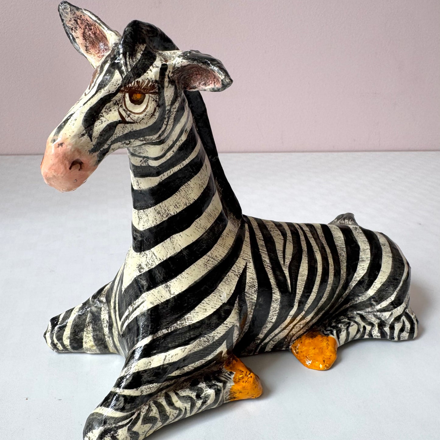 Vintage Paper Mache Zebra Statue