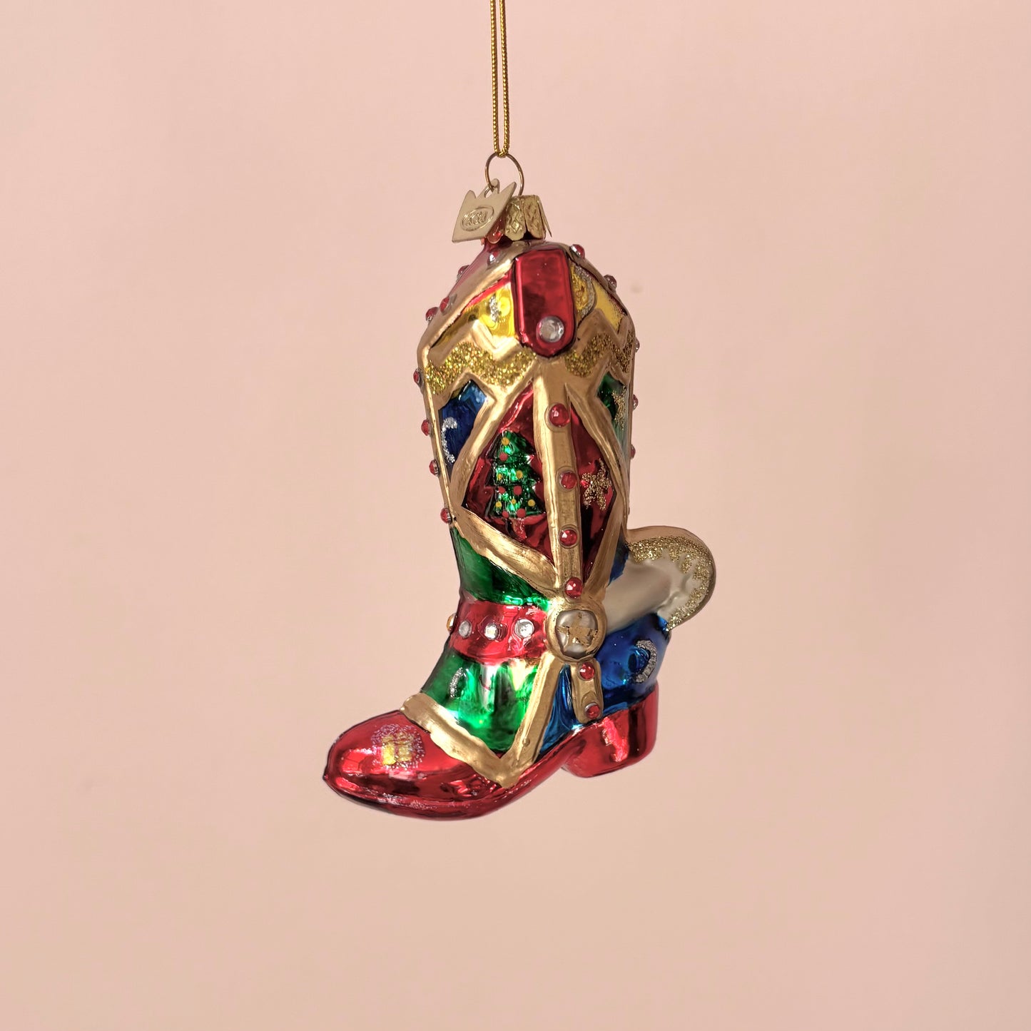 Glass Cowboy Boot Ornament