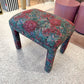Vintage 1980’s Graphic Floral Upholstered Parson’s Ottoman Bench