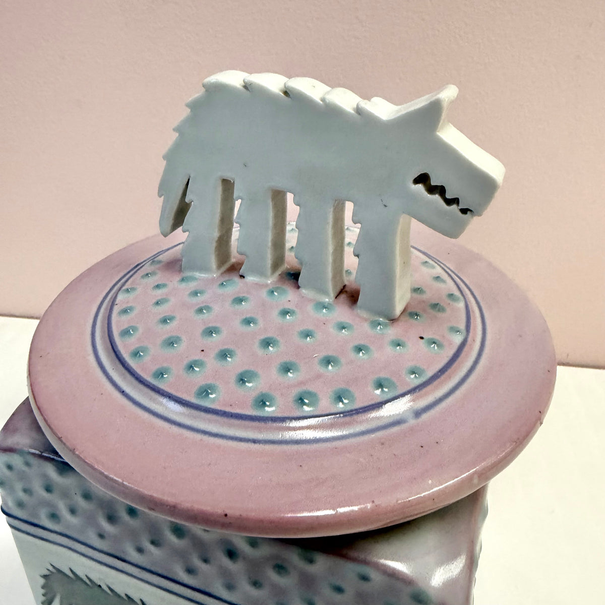 Vintage Post-Modern Ceramic Wolf Cookie Jar by Cunningham Pottery