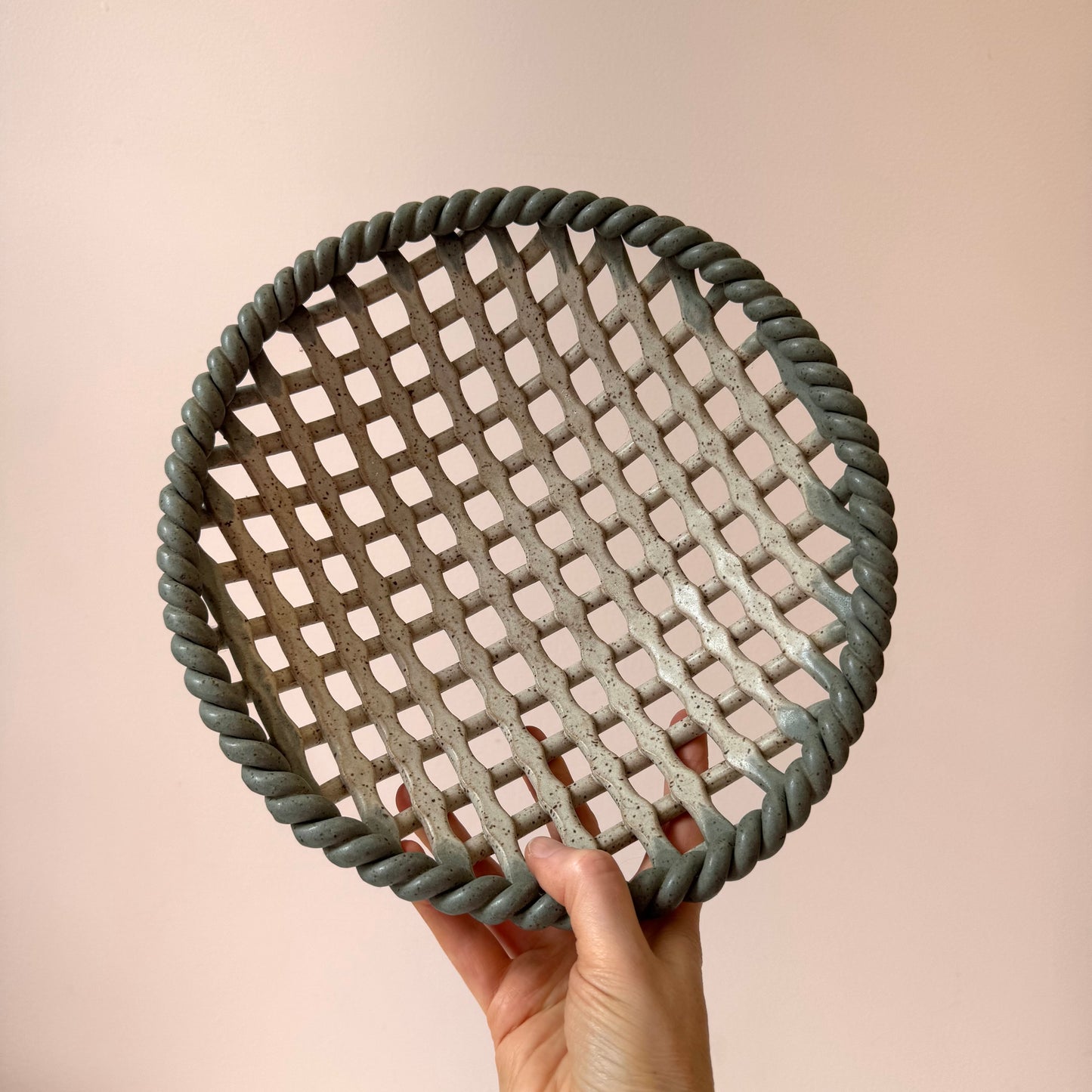 Vintage Mid-Century Pottery Lattice Bowl